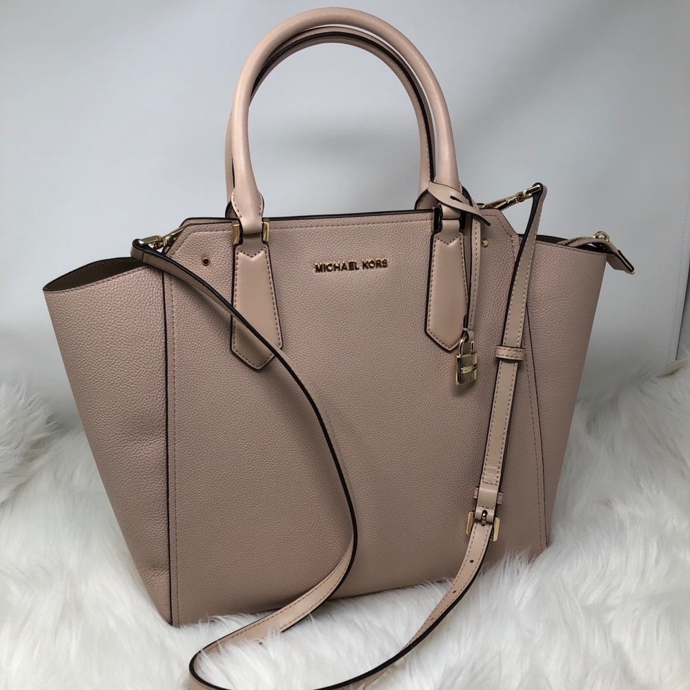 Michael Kors Leather Zip Crossbody Tote Bag